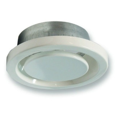 EVA-125-RAL9016 - Ventilatieventiel afvoer staal met verstelbare kern en montagebus - Ø125 mm