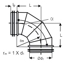 BDSG30 125 - Gesegmenteerde bocht Ø125 30° met rubber - gegalvaniseerd staal